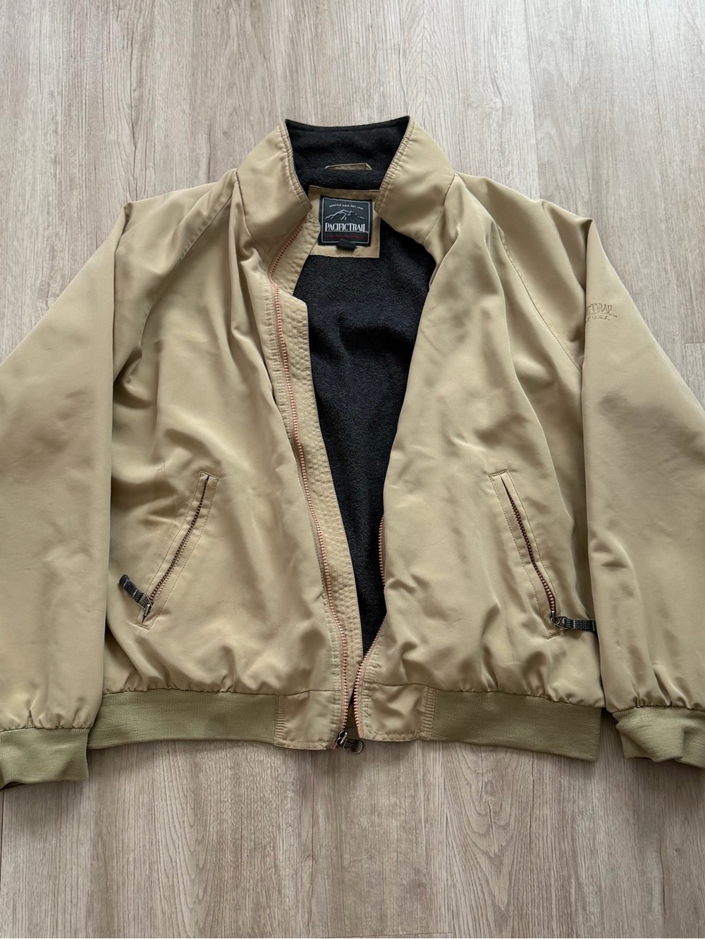 Pacific Trail Tan Windbreaker Jacket with Fleece Lining